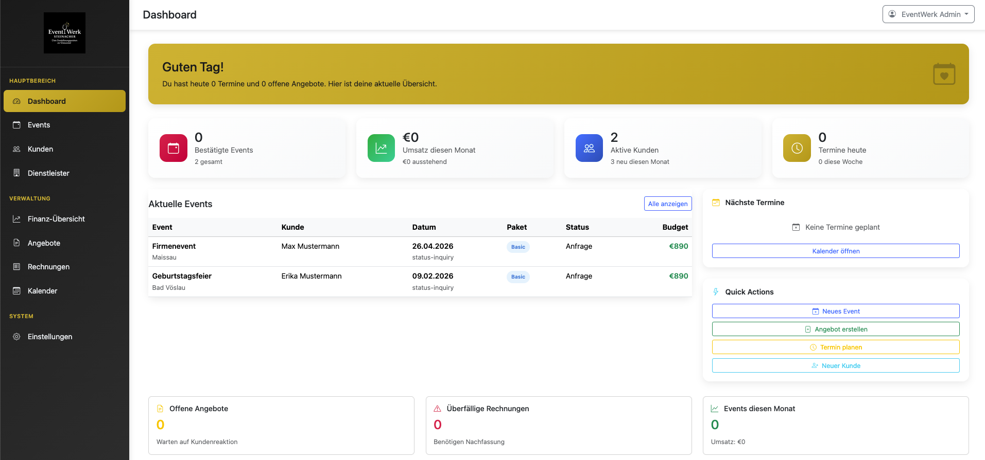 Event Management Dashboard